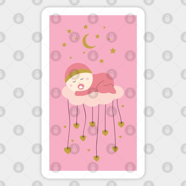 Baby girl and stars Sticker by grafart